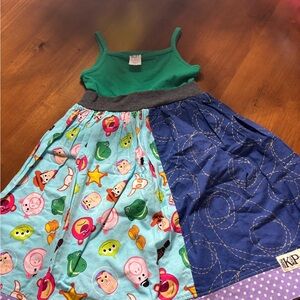 Colorful Kids Dress with Cartoon Print